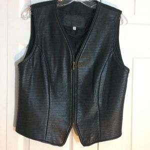 Preston & York Lamb Skin Black Leather Vest  Zip